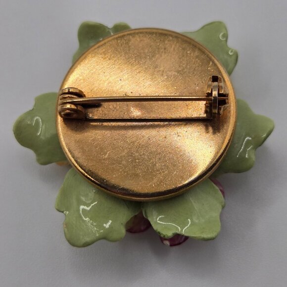 VTG Brooches Royal Doulton England Porcelain Gold Tone Bone China Floral Granny - Picture 4 of 10